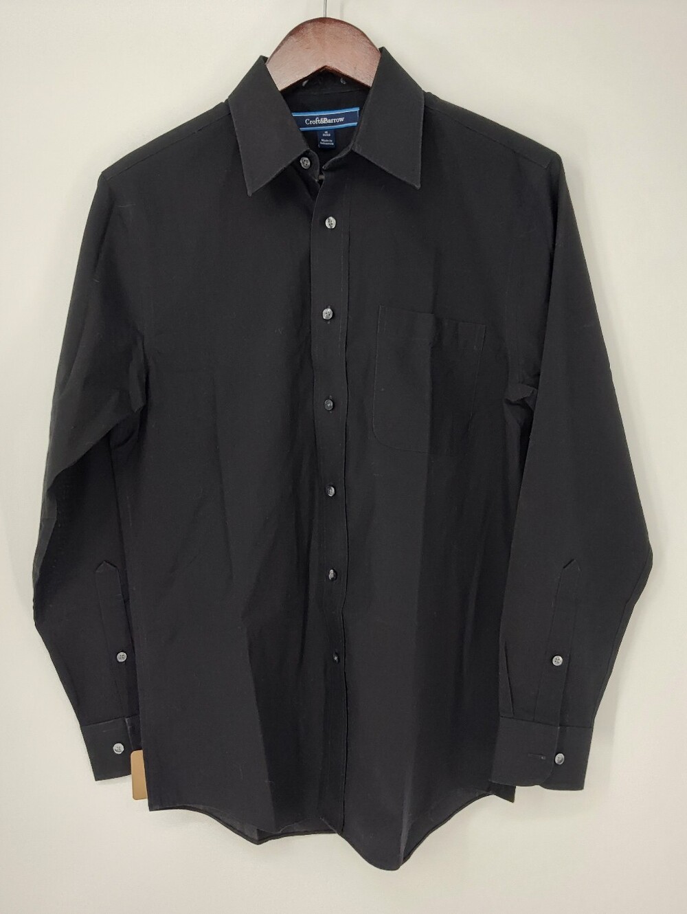 croft & barrow Men's Black Long-Sleeve Dress Shirt  Size Neck 15